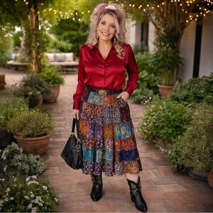 Kate Hill Ruby Red Silk Blouse Late 90s/Early 2000s Jewel Tone (2P Petite)